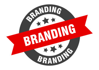 branding sign. branding black-red round ribbon sticker