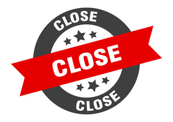 close sign. close black-red round ribbon sticker