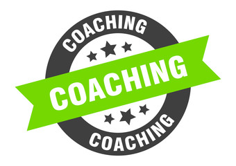 coaching sign. coaching black-green round ribbon sticker