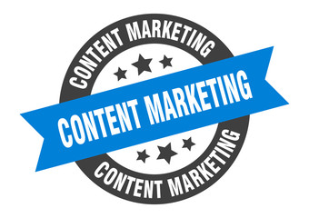 content marketing sign. content marketing blue-black round ribbon sticker