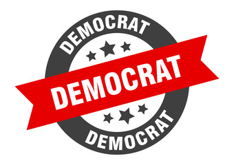 democrat sign. democrat black-red round ribbon sticker