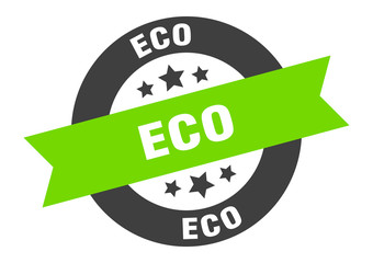 eco sign. eco black-green round ribbon sticker