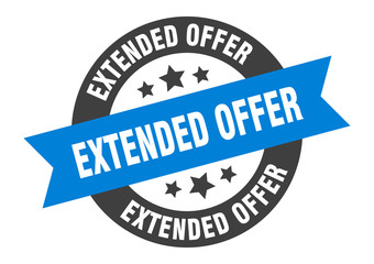 extended offer sign. extended offer blue-black round ribbon sticker