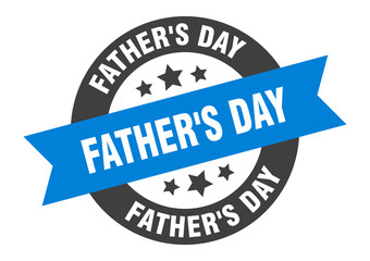 father's day sign. father's day blue-black round ribbon sticker
