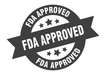 fda approved sign. fda approved black round ribbon sticker