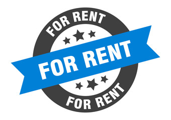 Fototapeta premium for rent sign. for rent blue-black round ribbon sticker