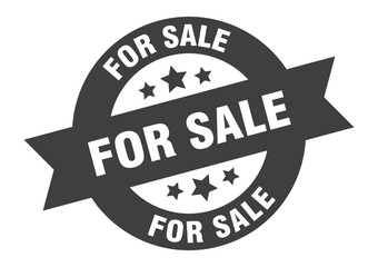 for sale sign. for sale black round ribbon sticker