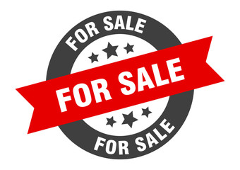 for sale sign. for sale black-red round ribbon sticker