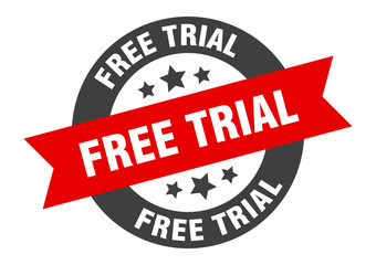 Fototapeta premium free trial sign. free trial black-red round ribbon sticker