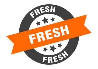Obraz premium fresh sign. fresh orange-black round ribbon sticker