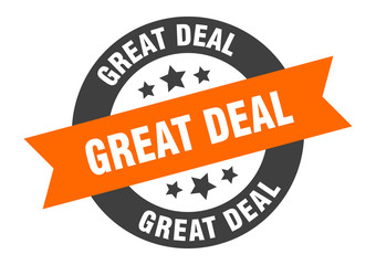 Fototapeta premium great deal sign. great deal orange-black round ribbon sticker