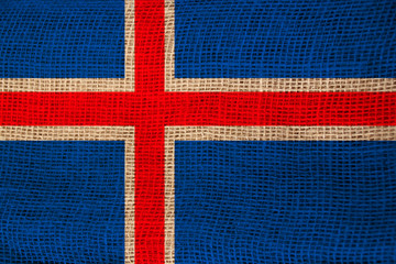 iceland beautiful colored national flag of the state on textural fabric, concept of tourism,...
