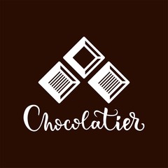 Stylish chocolate logo. Vector logo for chocolatier. Design element for cafes, restaurants, hand made and other uses.