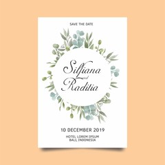 wedding invitation leaves watercolor style