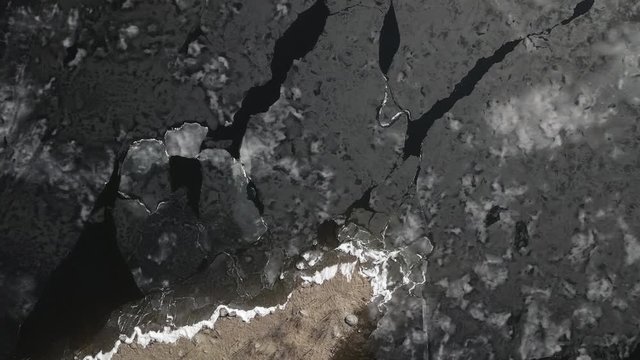 Ice floes at melting lake time lapse