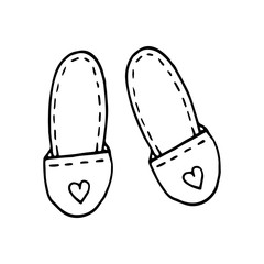 Single hand drawn element of New Year and Xmas. Doodle vector illustration. Winter elements  for greeting cards, posters, stickers and seasonal design.  Isolated on white background