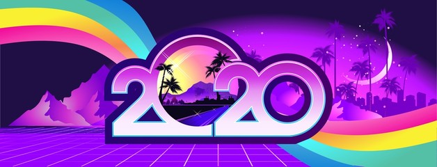 2020 retro wave calendar