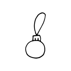 Single hand drawn element of New Year and Xmas. Doodle vector illustration. Winter elements  for greeting cards, posters, stickers and seasonal design.  Isolated on white background