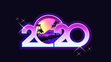 2020 calendar retro vector