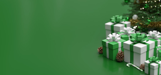 Christmas background with christmas gifts decoration - 3d rendering