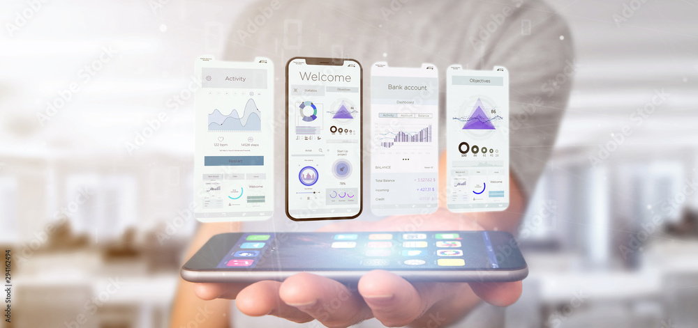 Poster Application interface UI on a smartphone - 3d rendering