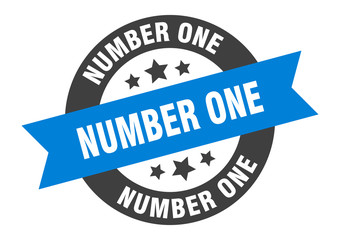 number one sign. number one blue-black round ribbon sticker