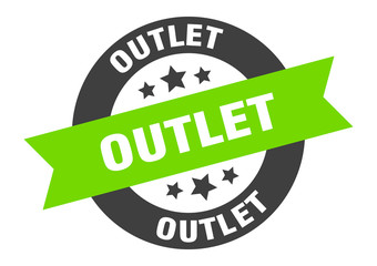 outlet sign. outlet black-green round ribbon sticker