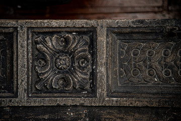 fragments of old church bas-relief