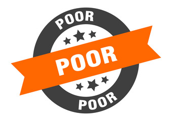 Obraz premium poor sign. poor orange-black round ribbon sticker