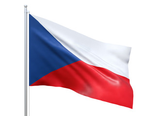 Fototapeta na wymiar Czech Republic flag waving on white background, close up, isolated. 3D render