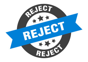 reject sign. reject blue-black round ribbon sticker