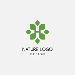 letter H leaf logo design template. natural - vector