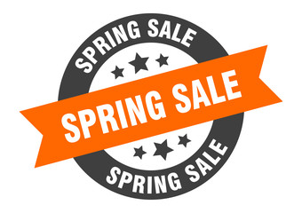 spring sale sign. spring sale orange-black round ribbon sticker