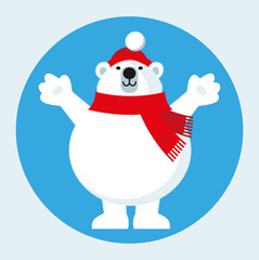 Polar Bear cartoon character season's greetings postcard