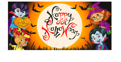Fototapeta premium Funny halloween characters