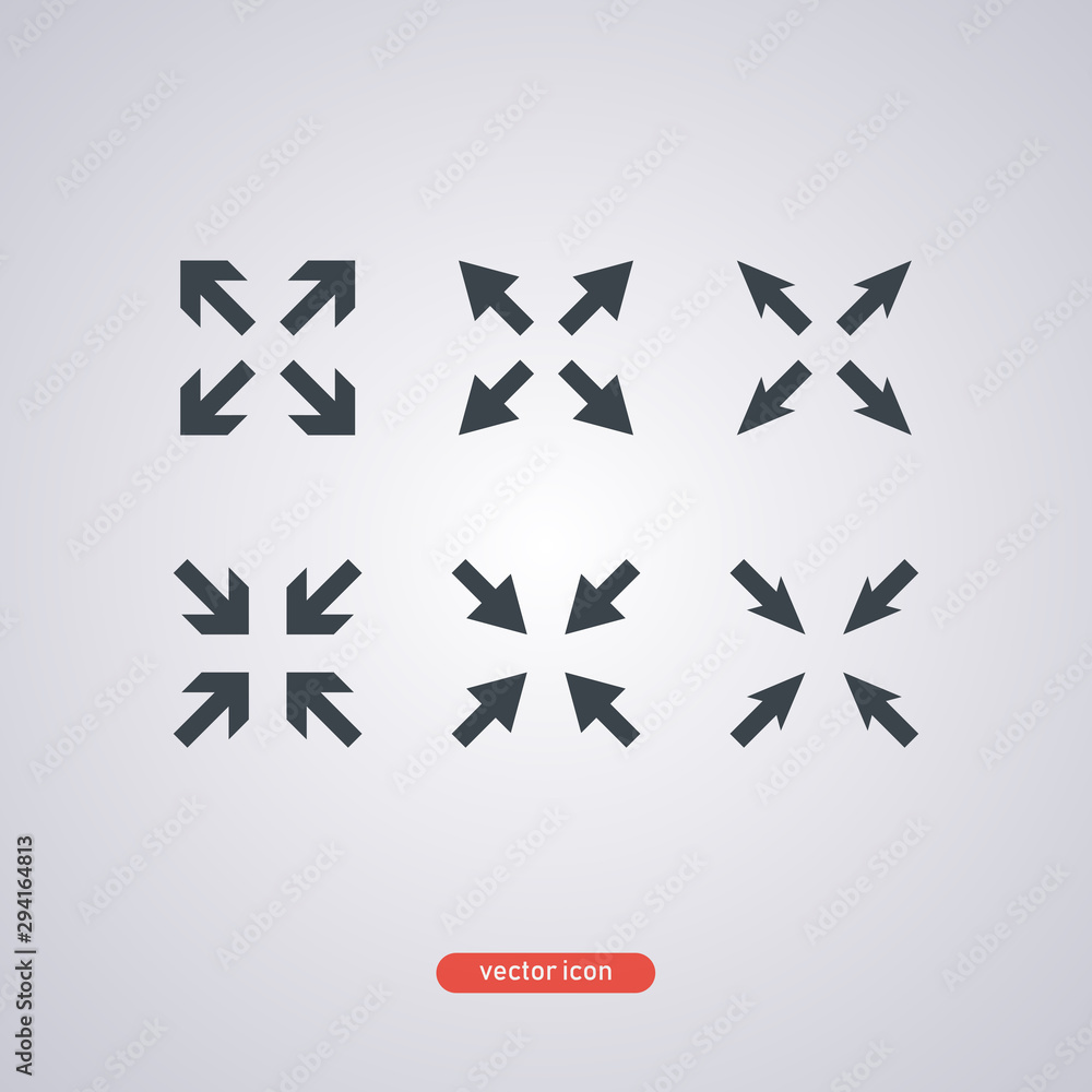 Poster full screen and exit from full screen mode. set of black icons isolated on white background. vector 