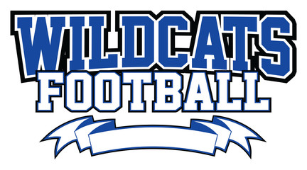 Wildcats Football With Banner is a team design template that includes text and a blank banner with space for your own information. Great for advertising and promotion for teams or schools.