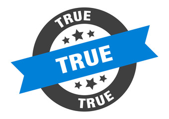 true sign. true blue-black round ribbon sticker