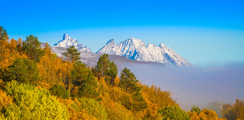 North sea coast in autumn. Norway. Troms