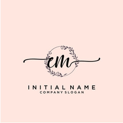 EM Beauty vector initial logo, handwriting logo.