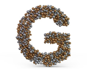 Light gold letter G on the background. 3D