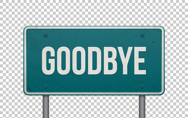 The GOODBYE sign isolated on a transparent background. Vector illustration © Eightshot Studio