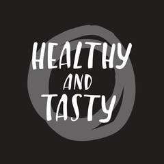 Obraz premium Circle frame hand drawn vector template with text. Round border with white lettering. Line design frame with text. Greeting card, menu, poster design element