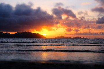 Beautiful sunset on the Seychelles