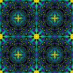 Seamless endless repeating multicolored bright ornament of different colors on combined background