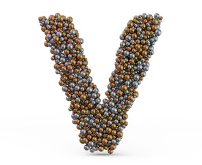 Light gold letter V on the background. 3D