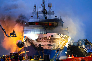 Tromso, Norway 25.09.2019 A Russian fishing trawler named 