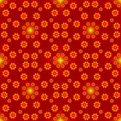 Seamless endless repeating multicolored bright ornament of different colors on combined background