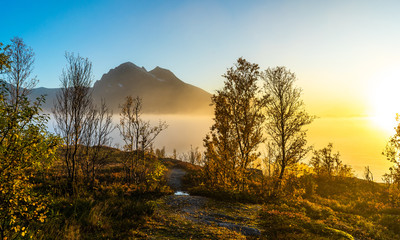North sea coast in autumn. Norway. Troms