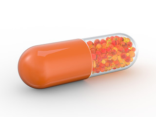 Many colorful pills isolated on white. 3D